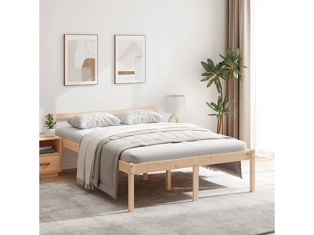 Lit pour personne âgée sans matelas 140x190 cm bois pin massif