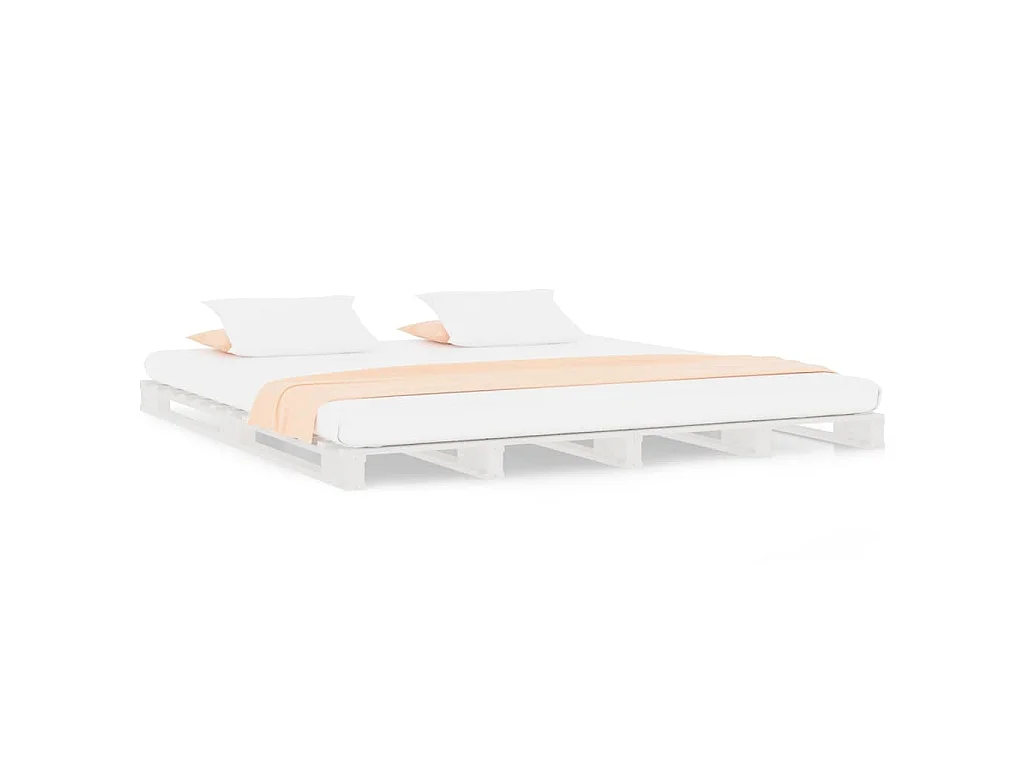 Lit de palette blanc 160x200 cm bois de pin massif