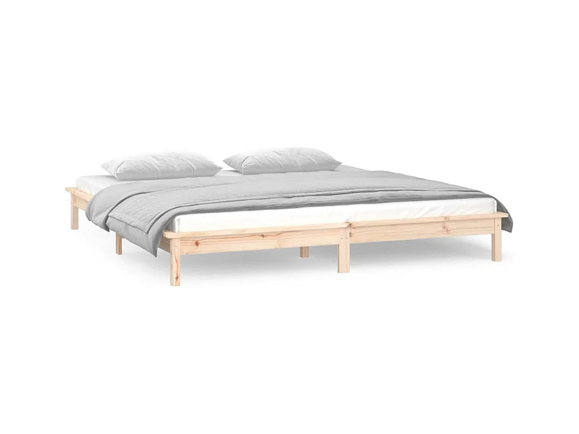 Cadre de lit à LED sans matelas 120x190 cm bois massif