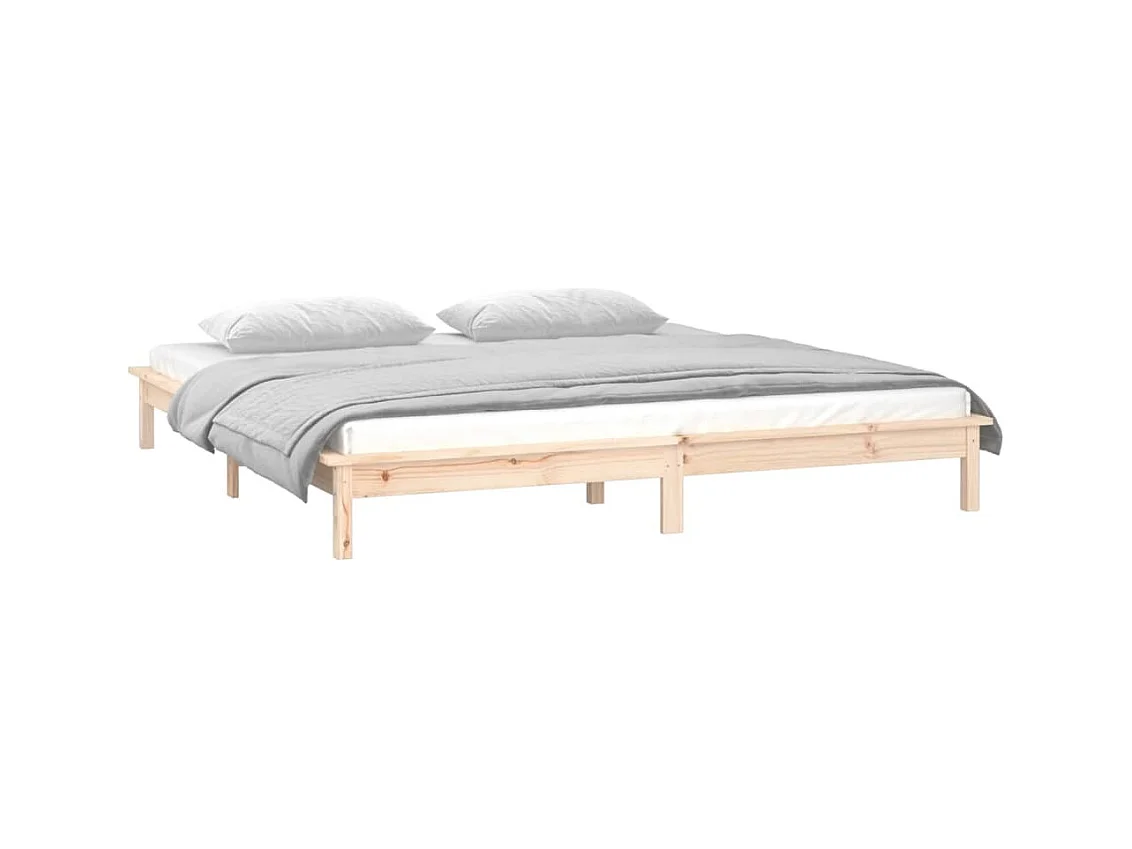 Cadre de lit à LED sans matelas 120x190 cm bois massif