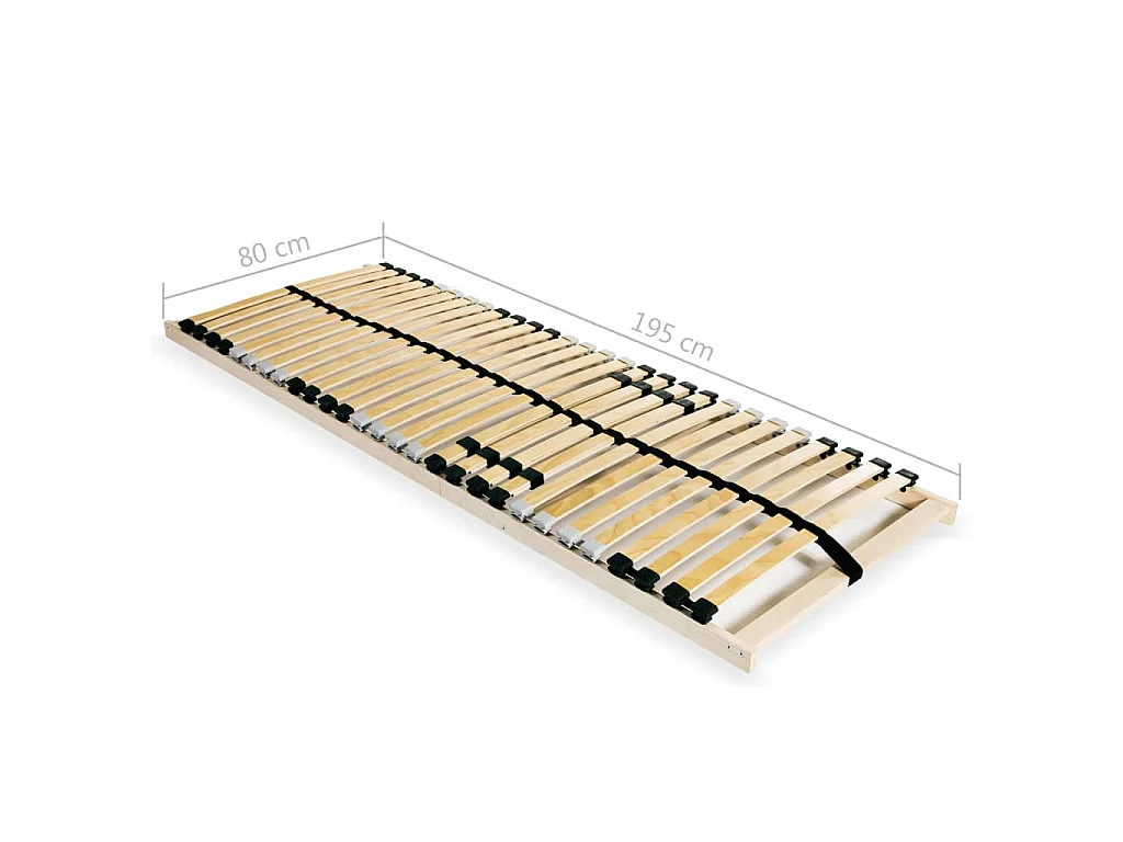 Sommiers à lattes sans matelas 2 pcs avec 28 lattes 80x200 cm