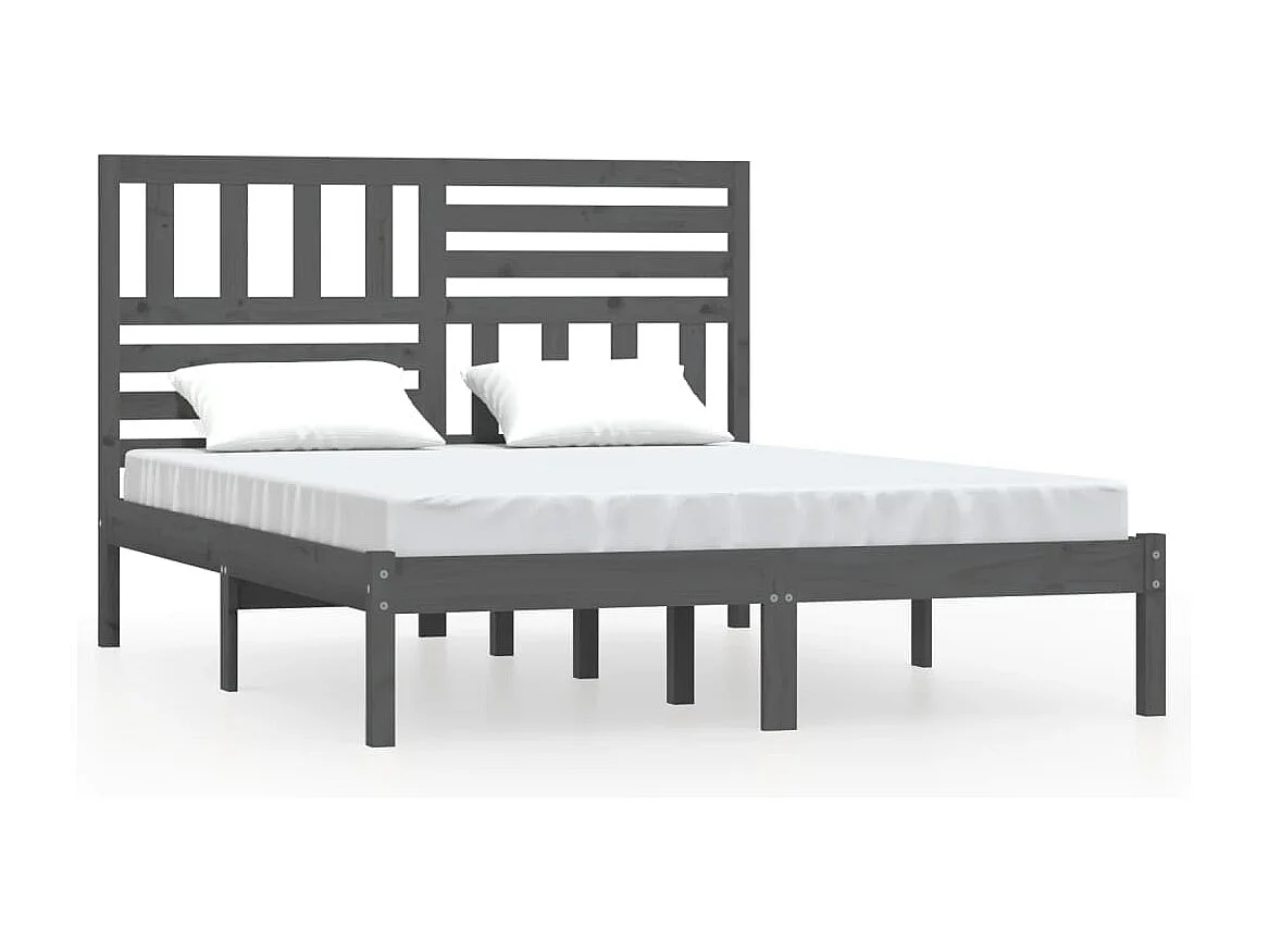 Bedframe massief grenenhout grijs 120x200 cm