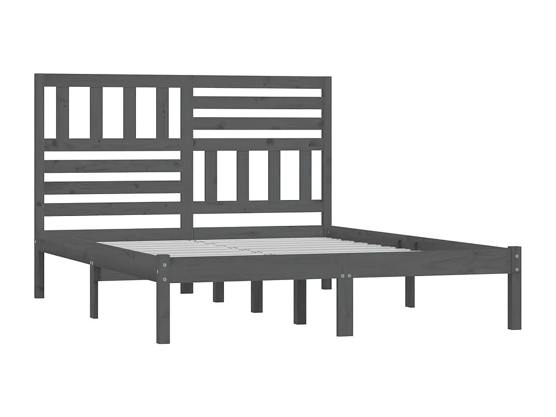 Bedframe massief grenenhout grijs 120x200 cm