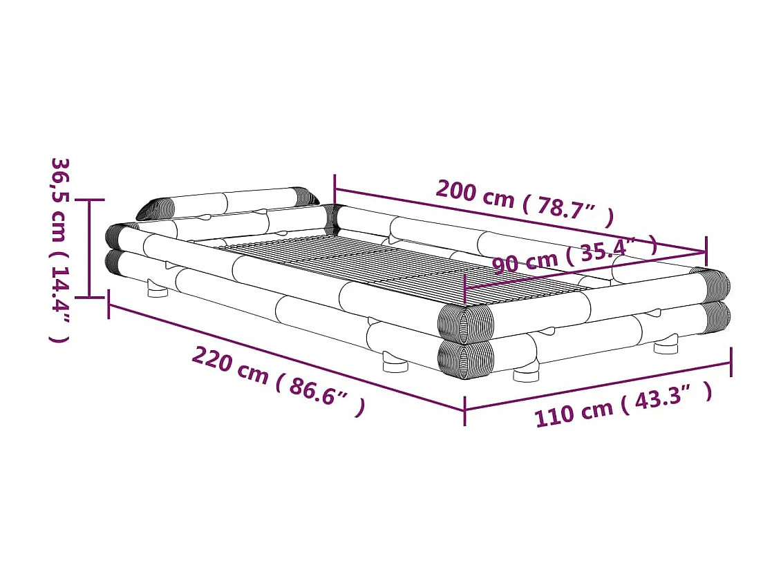 Cadre de lit Bambou 90x200 cm