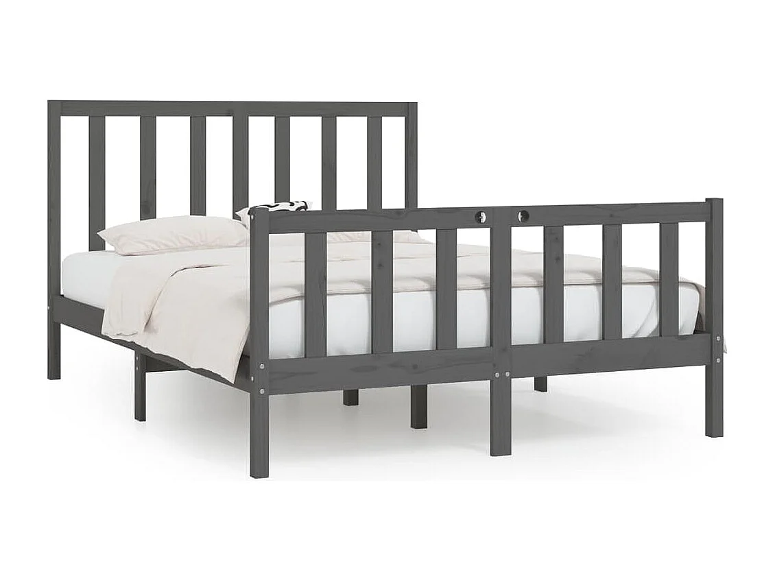 Cadre de lit sans matelas gris 150x200 cm bois massif