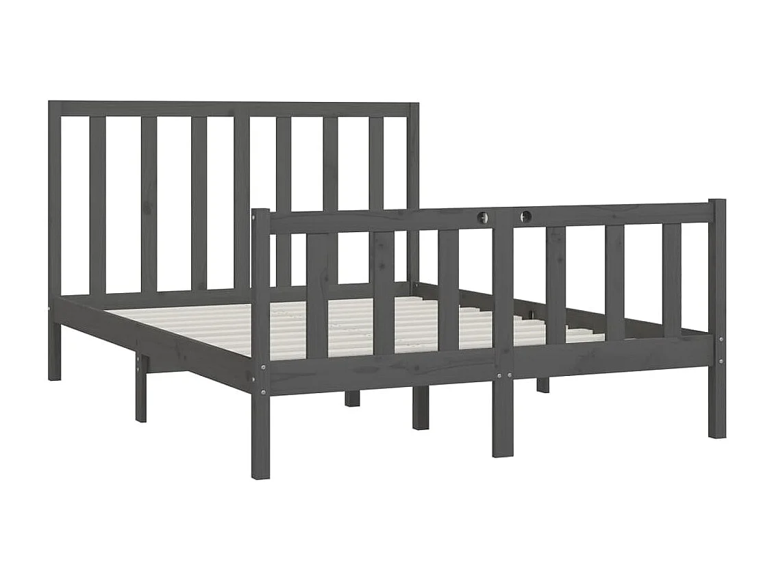 Cadre de lit sans matelas gris 150x200 cm bois massif