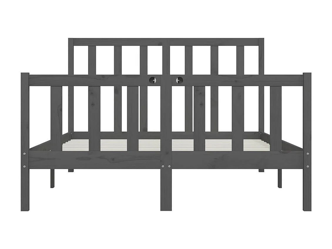 Cadre de lit sans matelas gris 150x200 cm bois massif