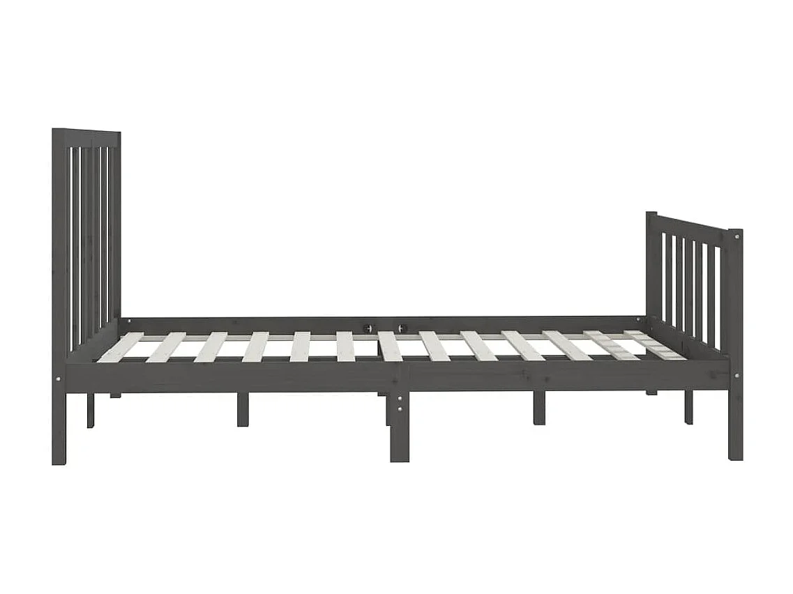 Cadre de lit sans matelas gris 150x200 cm bois massif