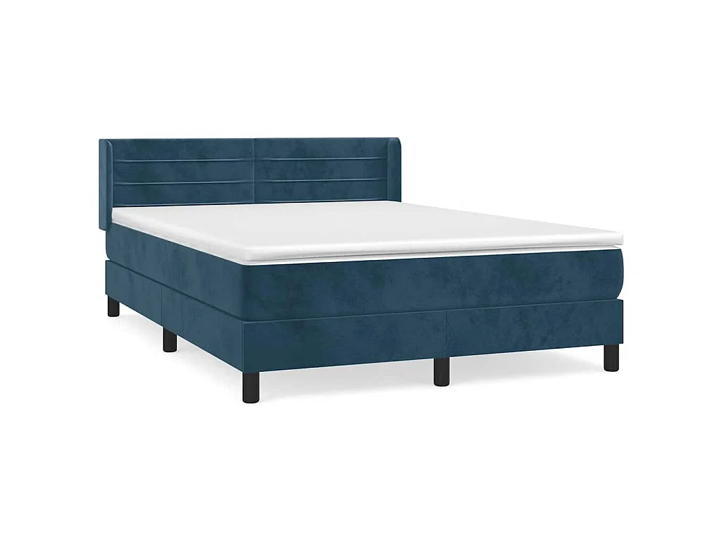 Boxspring met matras fluweel donkerblauw 140x190 cm
