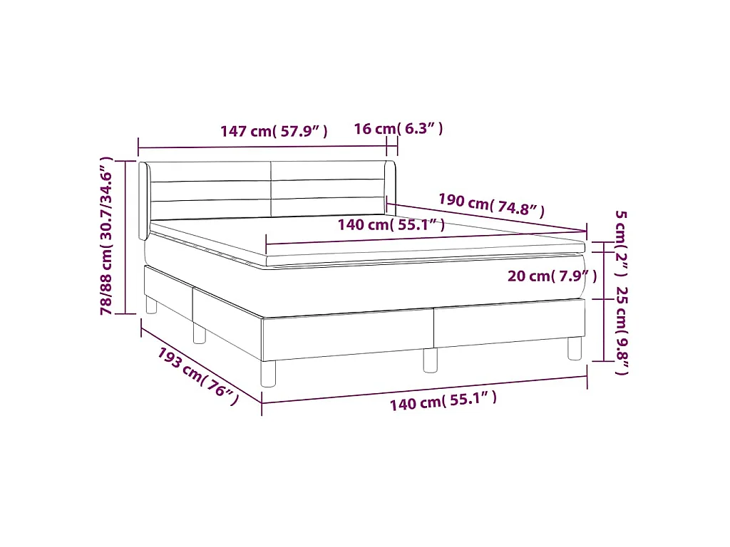 Boxspring met matras fluweel donkerblauw 140x190 cm