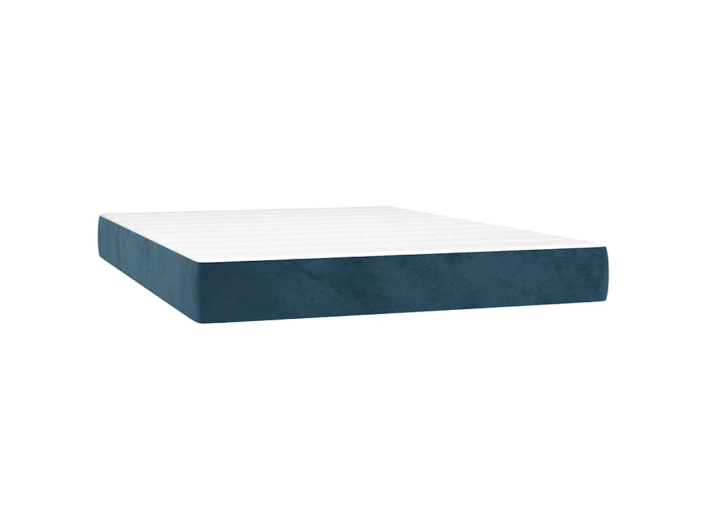 Boxspring met matras fluweel donkerblauw 140x190 cm