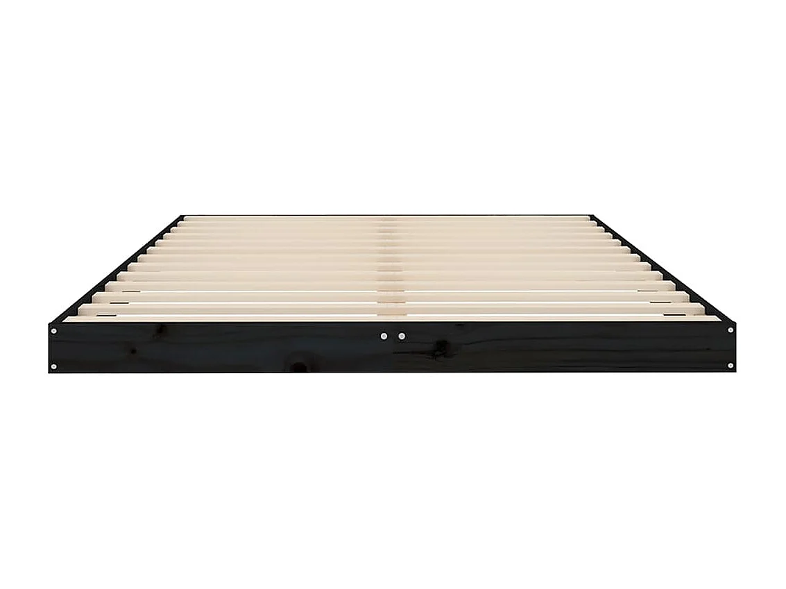 Cadre de lit sans matelas noir 120x200 cm bois de pin massif