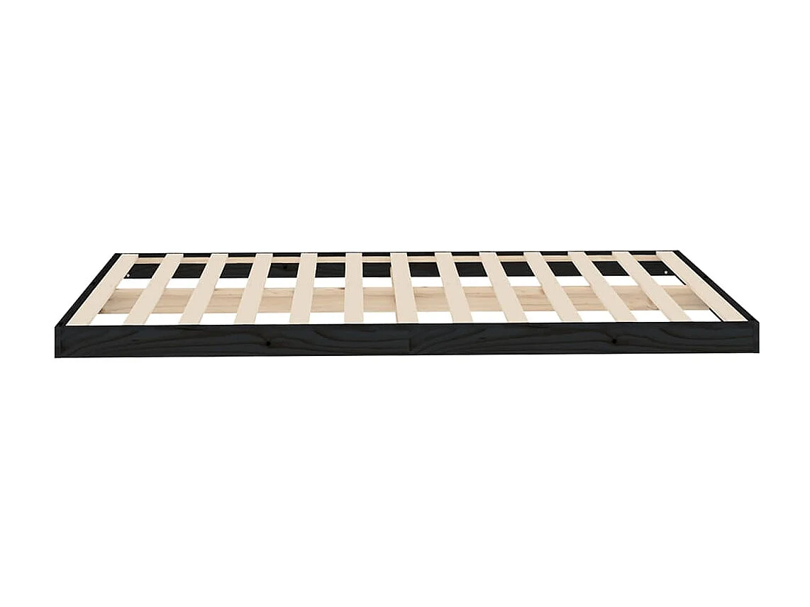 Cadre de lit sans matelas noir 120x200 cm bois de pin massif