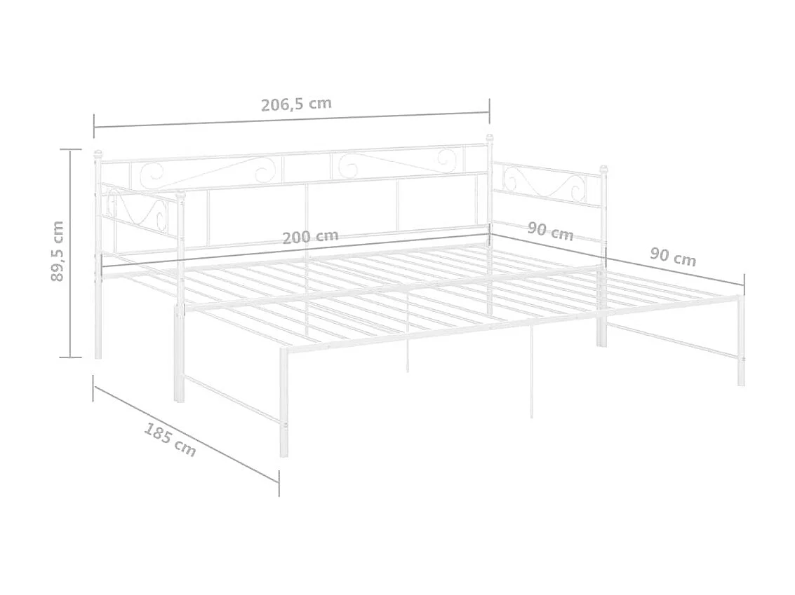 Tagesbett Ausziehbar Weiß Metall 90x200 cm