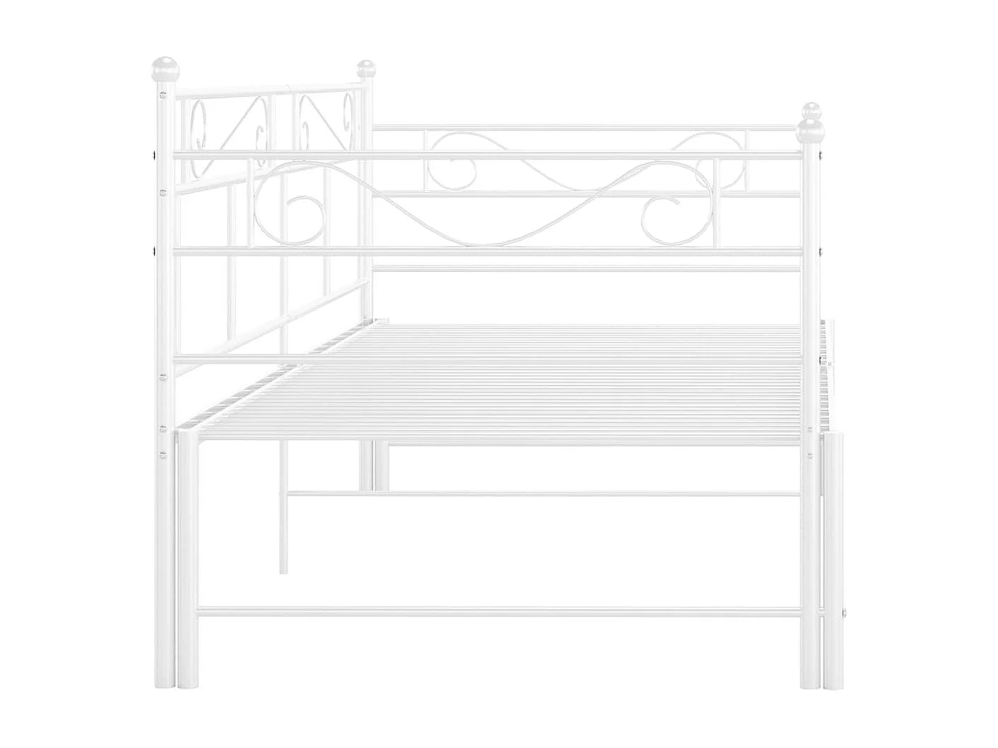 Tagesbett Ausziehbar Weiß Metall 90x200 cm