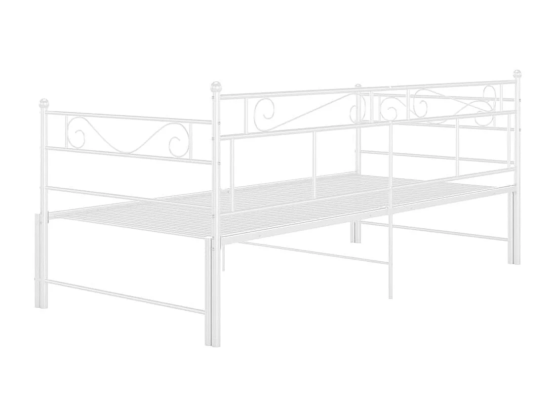 Tagesbett Ausziehbar Weiß Metall 90x200 cm