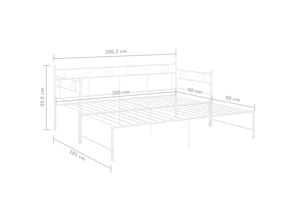 Cadre de canapé-lit extensible sans matelas blanc 90x200 cm