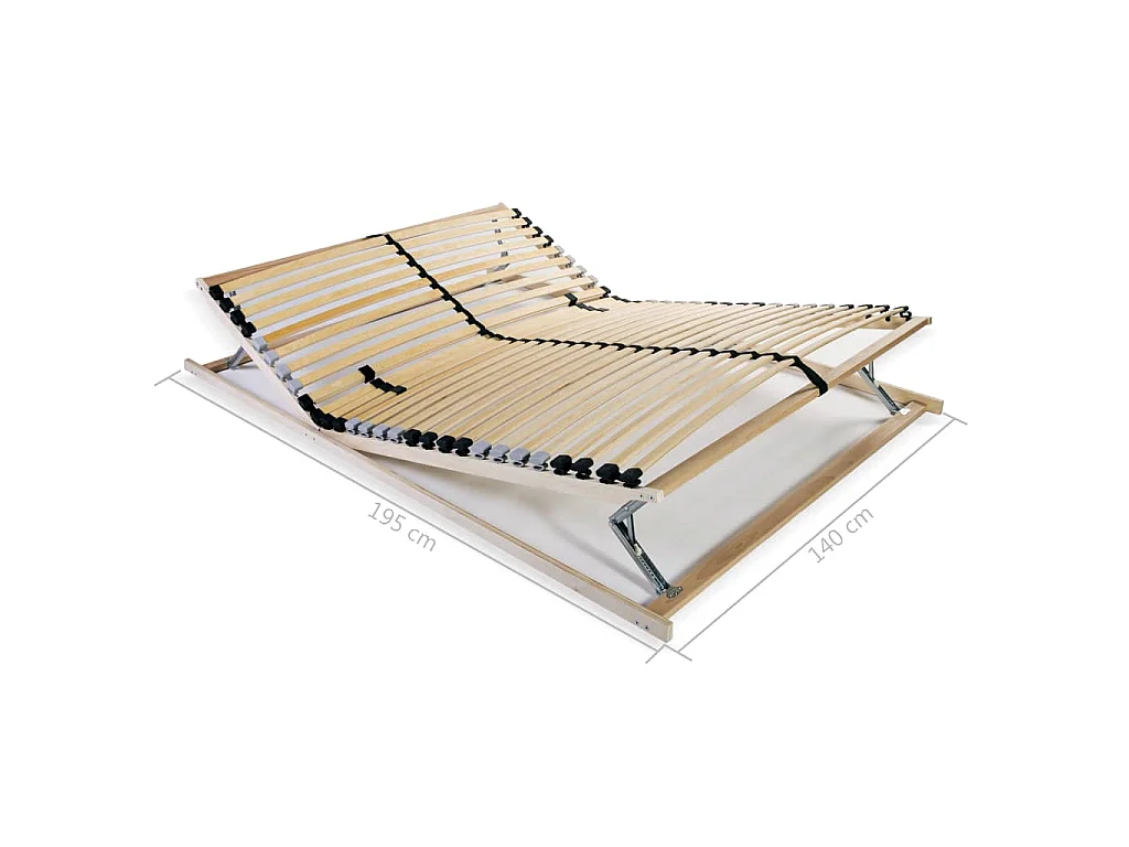 Sommier à lattes sans matelas avec 28 lattes 7 zones 140x200 cm