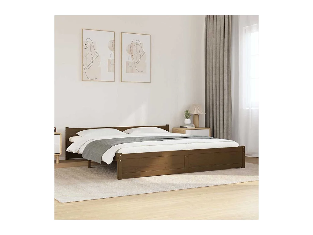 Cadre de lit sans matelas marron miel bois massif 200x200 cm
