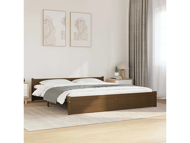 Cadre de lit sans matelas marron miel bois massif 200x200 cm