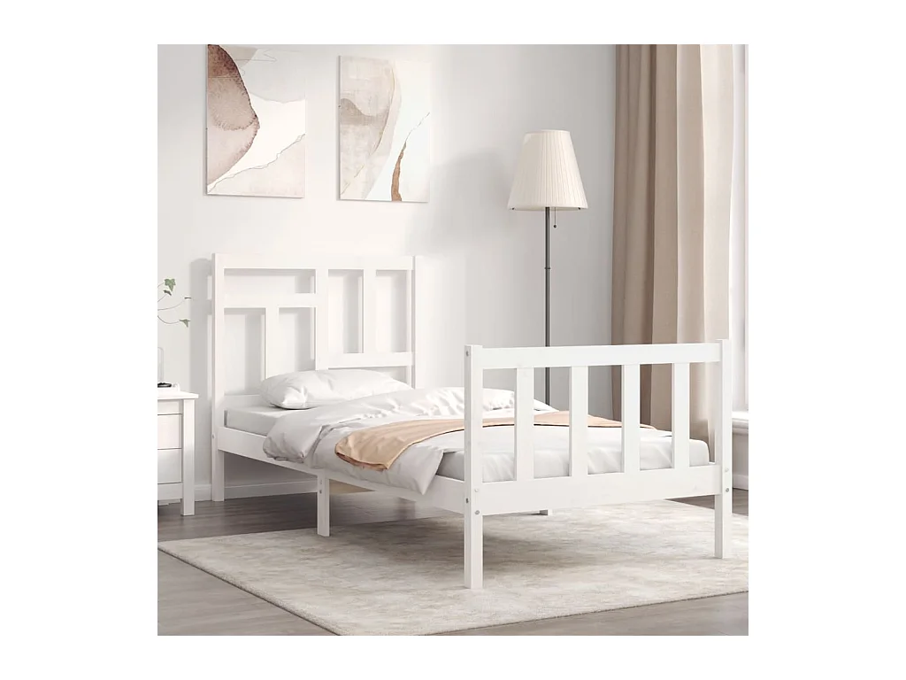 Cadre de lit sans matelas blanc 90x200 cm bois de pin massif