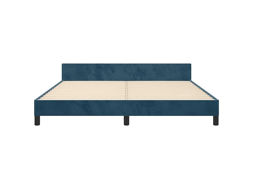 Estrutura de cama sem colchão 160x200 cm veludo azul-escuro
