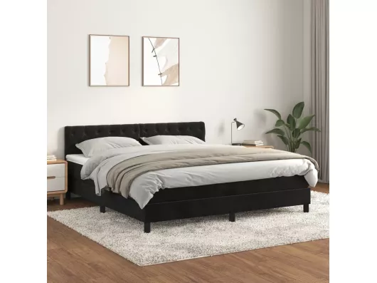 Kauf Unique Boxspringbett mit Matratze Schwarz 160x200 cm Samt