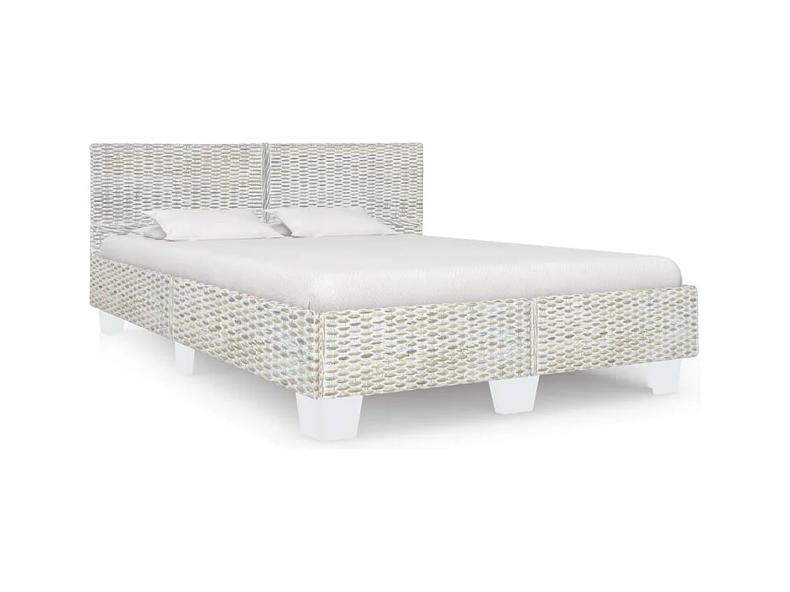 Cadre de lit Gris Rotin naturel 160 x 200 cm