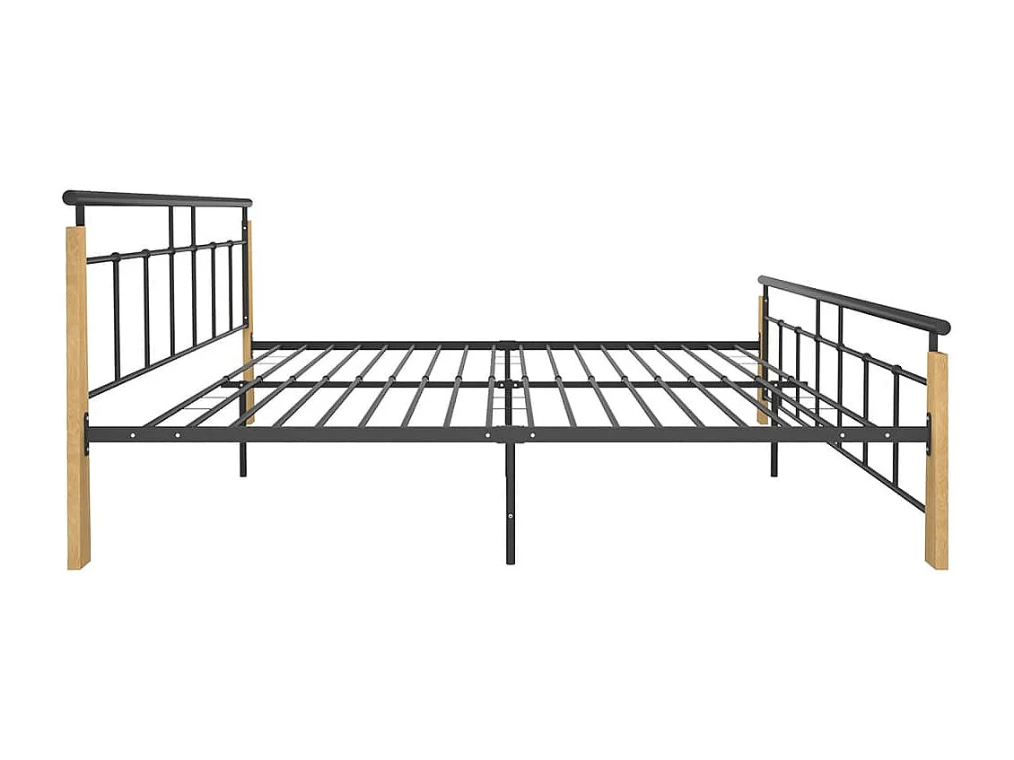 Bedframe metaal en massief eikenhout 200x200 cm