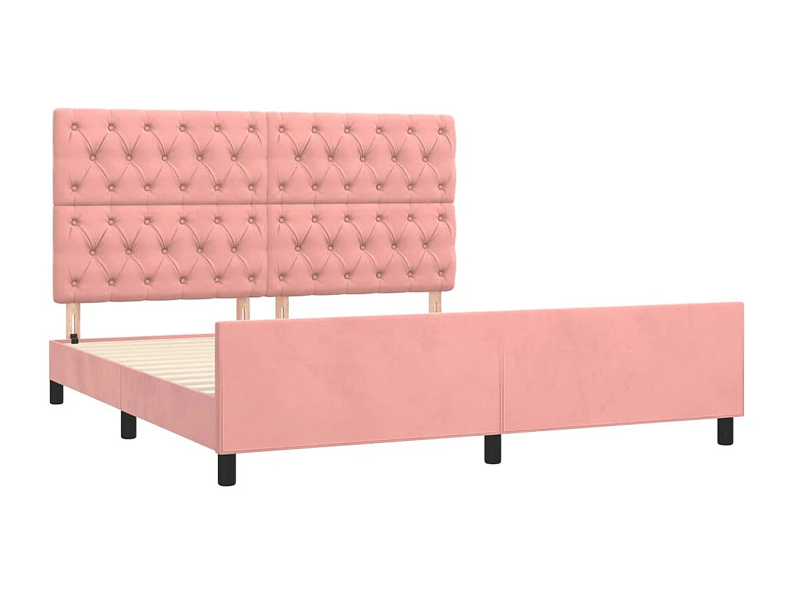 Cadre de lit sans matelas rose 160x200 cm velours