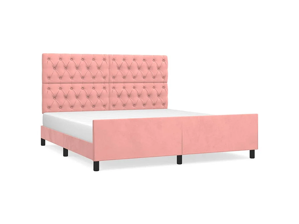 Bedframe met hoofdeinde fluweel roze 160x200 cm