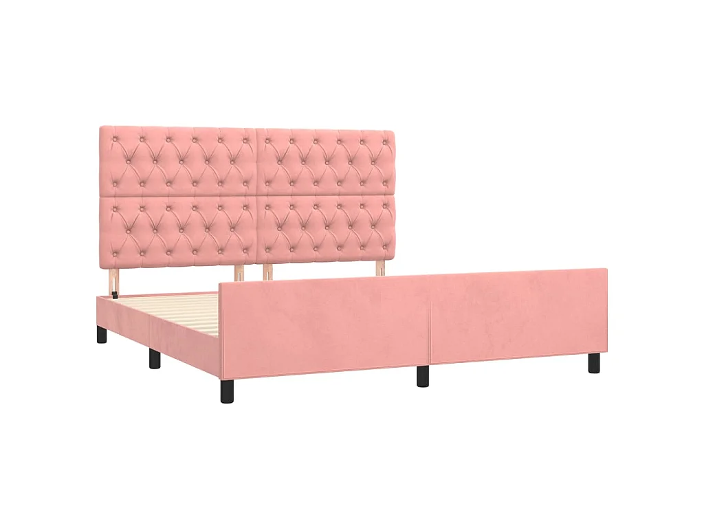 Bedframe met hoofdeinde fluweel roze 160x200 cm
