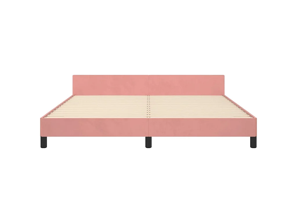 Bedframe met hoofdeinde fluweel roze 160x200 cm