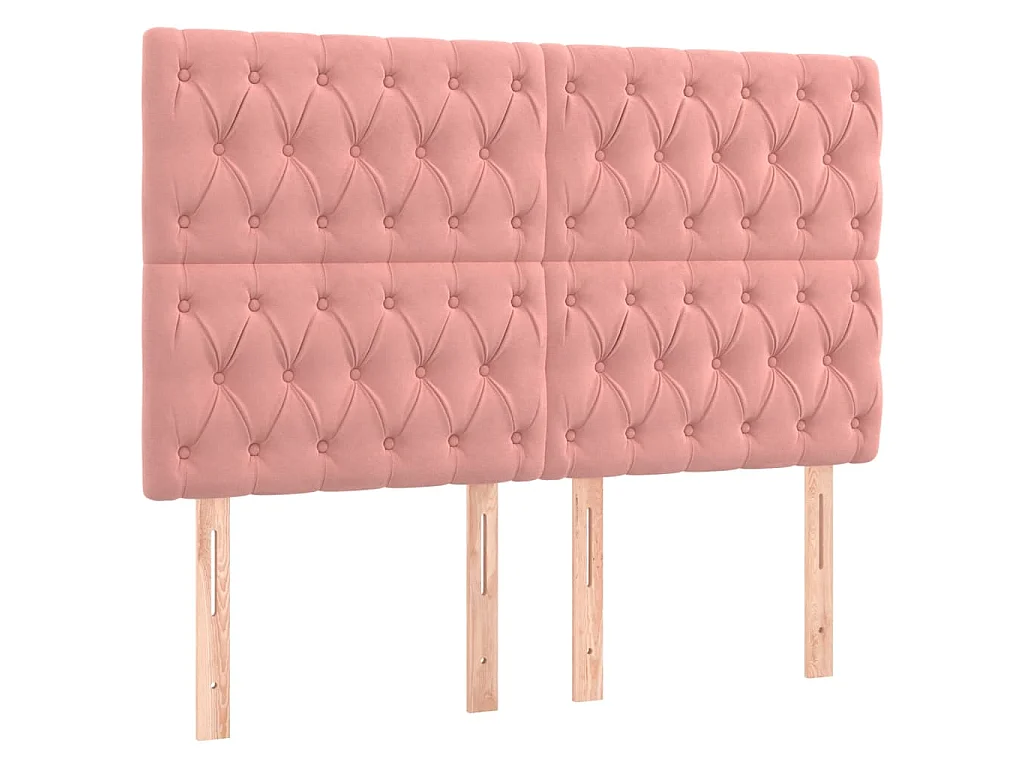 Bedframe met hoofdeinde fluweel roze 160x200 cm