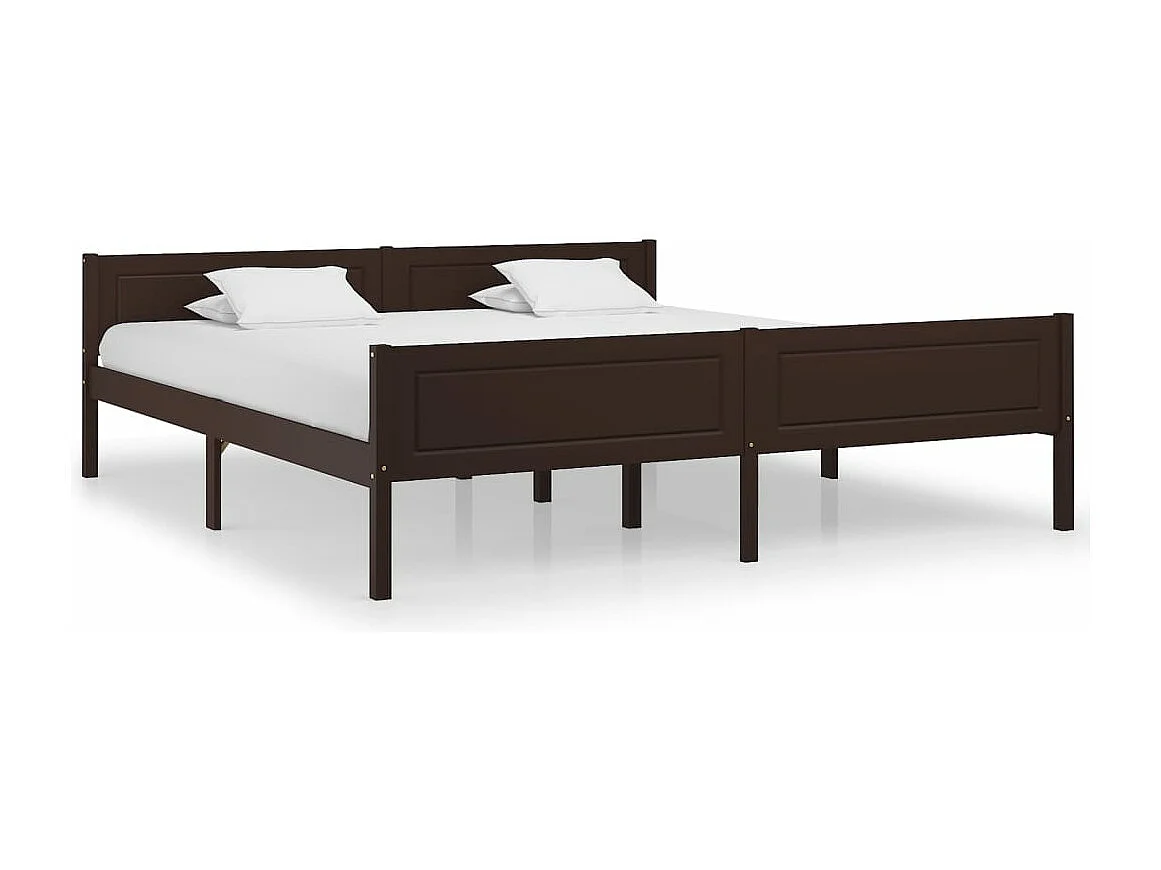 Bedframe massief grenenhout donkerbruin 180x200 cm