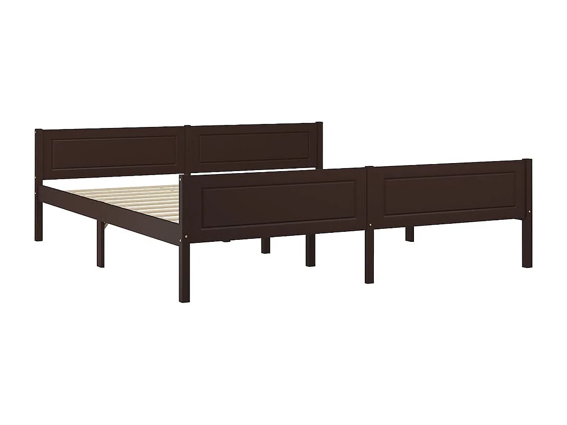 Bedframe massief grenenhout donkerbruin 180x200 cm