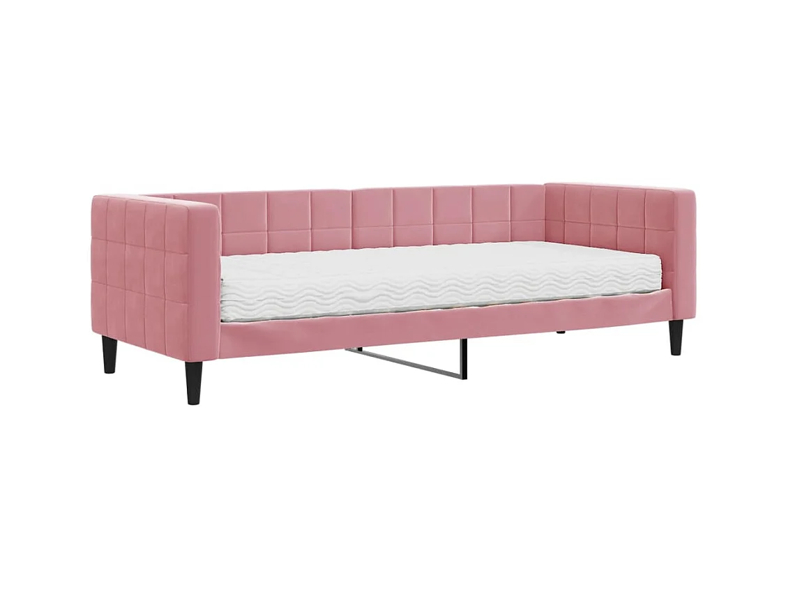 Lit de jour avec matelas rose 80x200 cm velours