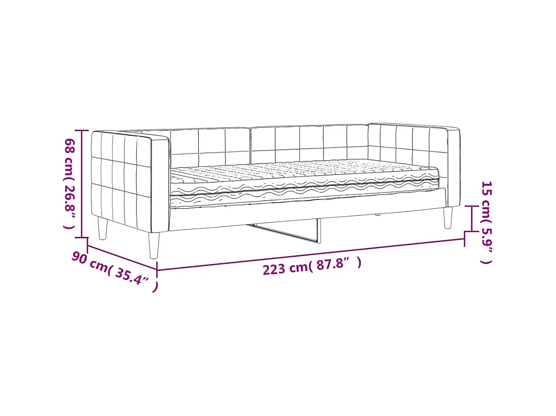 Lit de jour avec matelas rose 80x200 cm velours