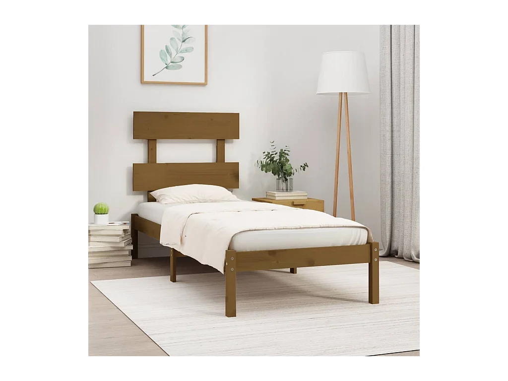 Estructura de cama madera maciza marrón miel 100x200 cm