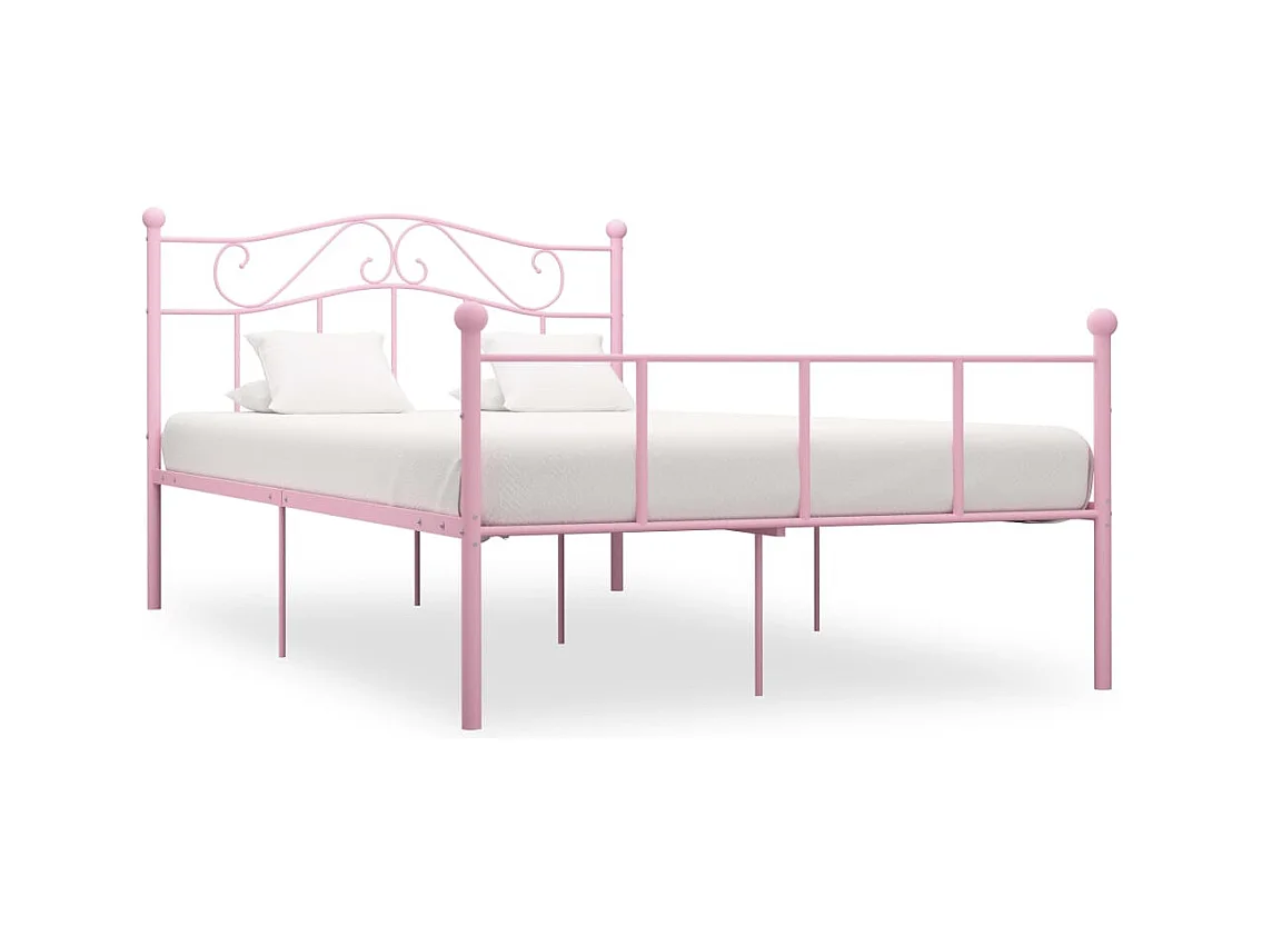 Cadre de lit sans matelas rose métal 160x200 cm