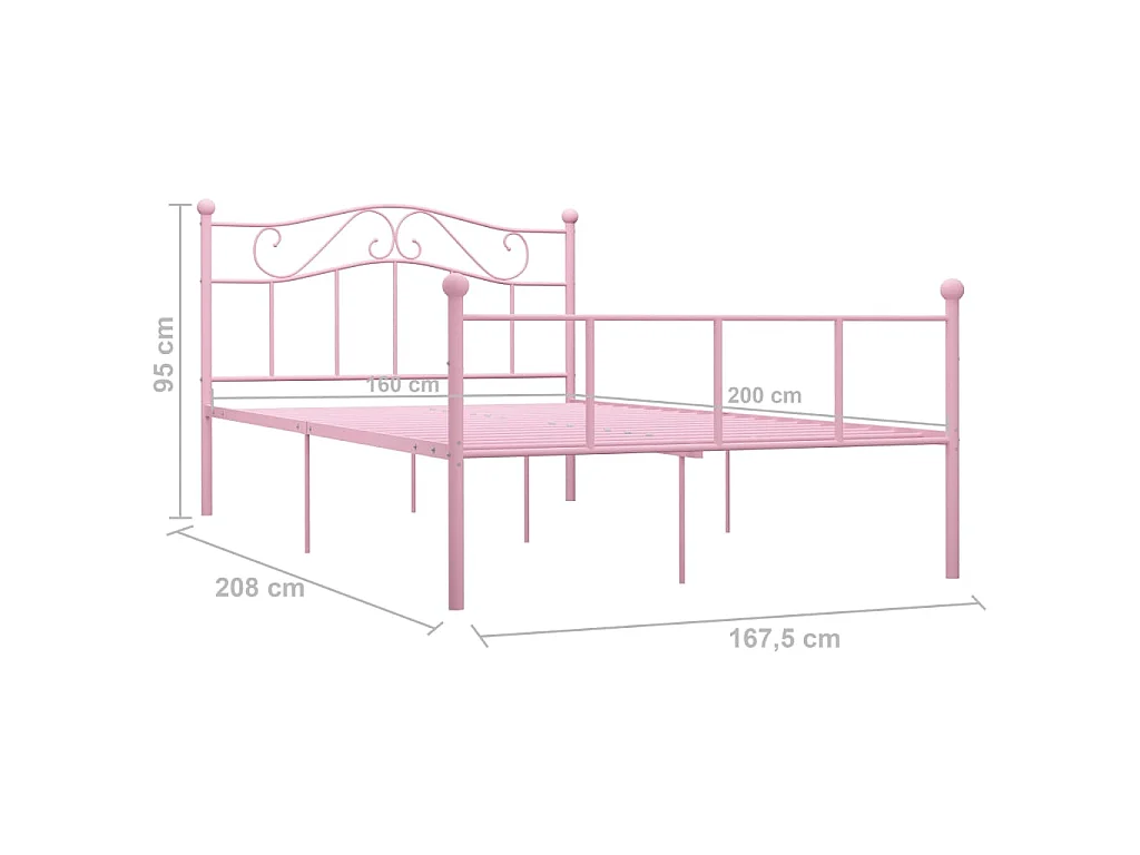 Bedframe metaal roze 160x200 cm
