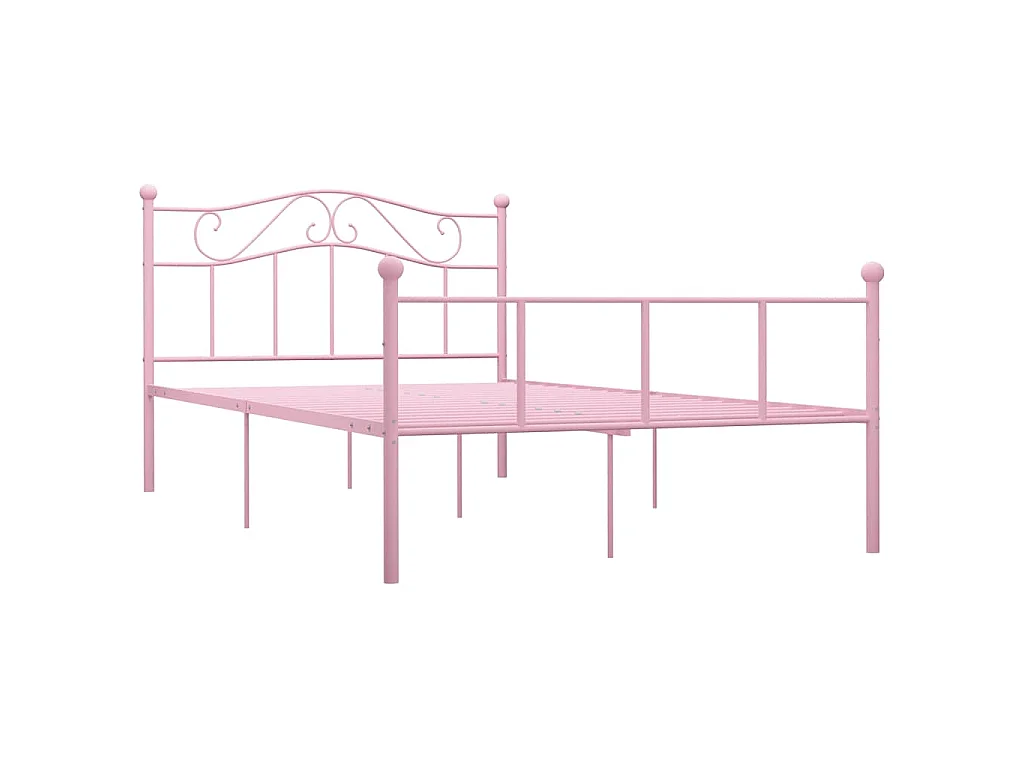Cadre de lit sans matelas rose métal 160x200 cm