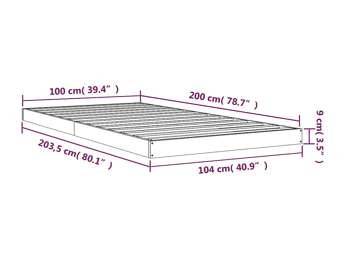 Bedframe massief grenenhout 100x200 cm