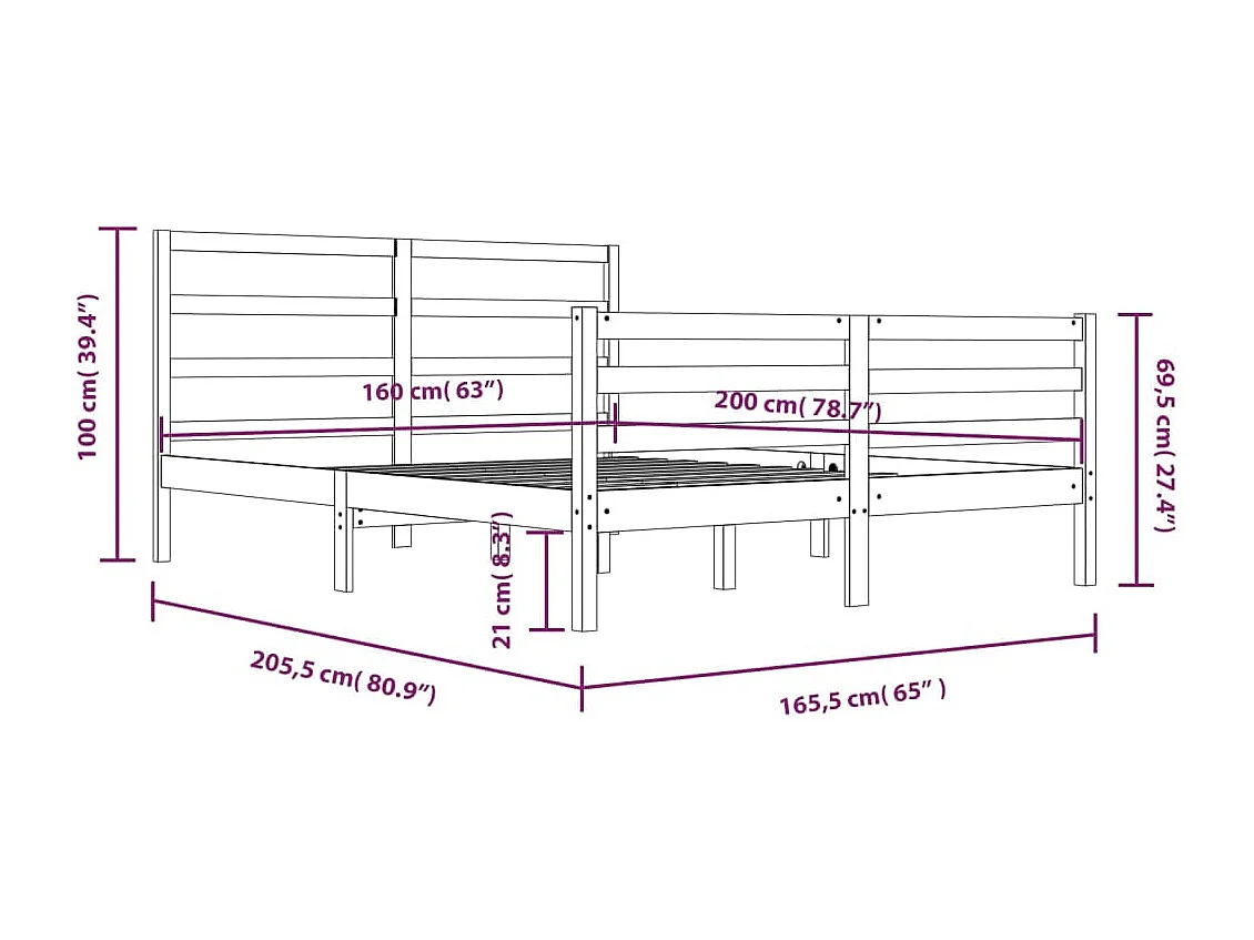 Massivholzbett Kiefer 160x200 cm