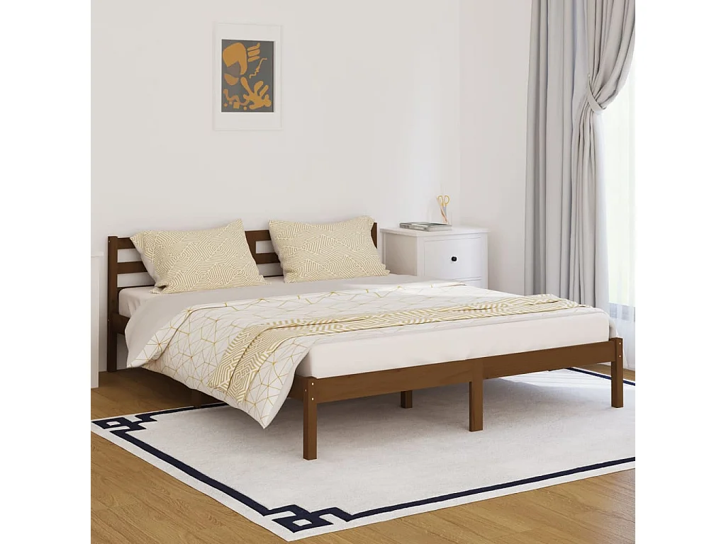 Cadre de lit Bois massif de pin 160x200 cm Marron miel