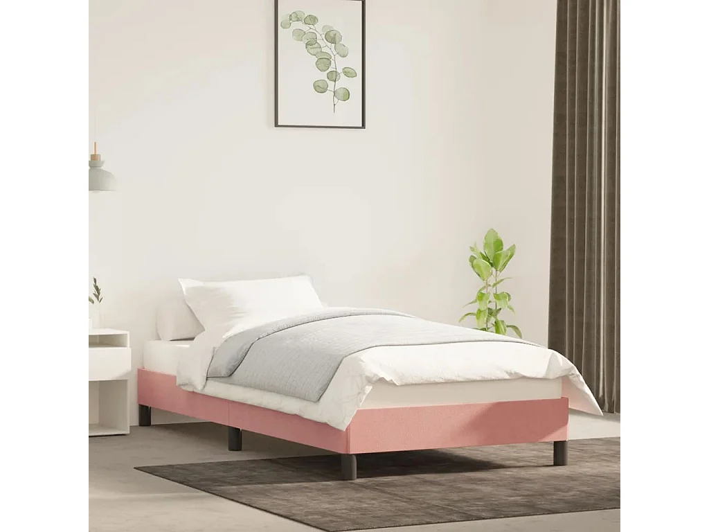 Cadre de lit sans matelas rose 80x200 cm velours