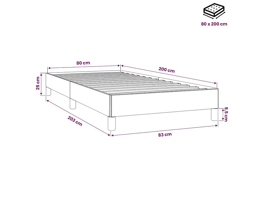 Cadre de lit sans matelas rose 80x200 cm velours