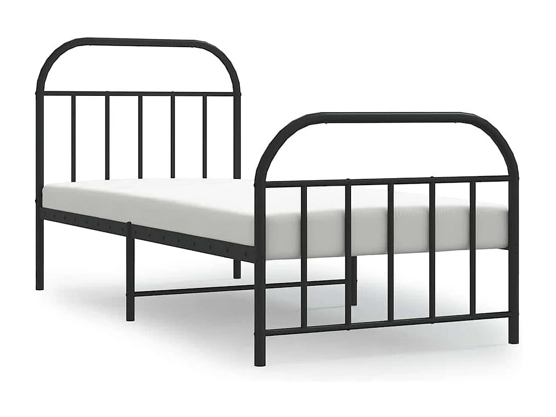 Cadre de lit métal sans matelas avec pied de lit noir 90x200 cm