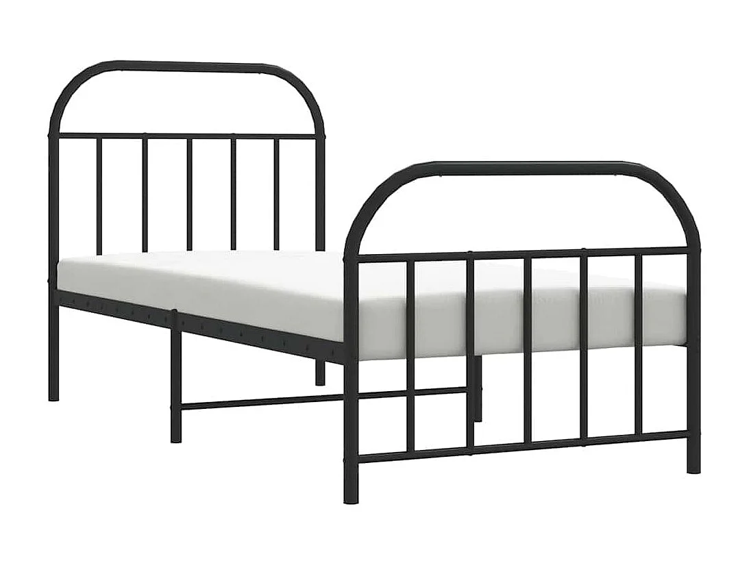 Cadre de lit métal sans matelas avec pied de lit noir 90x200 cm