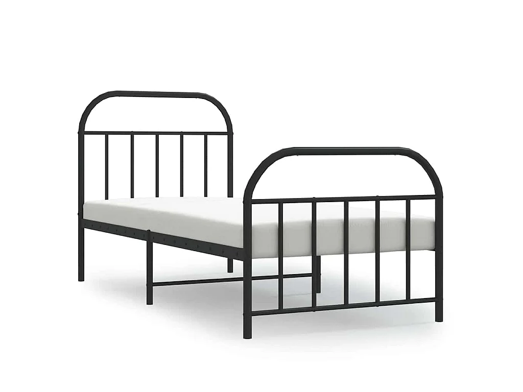 Cadre de lit métal sans matelas avec pied de lit noir 90x200 cm